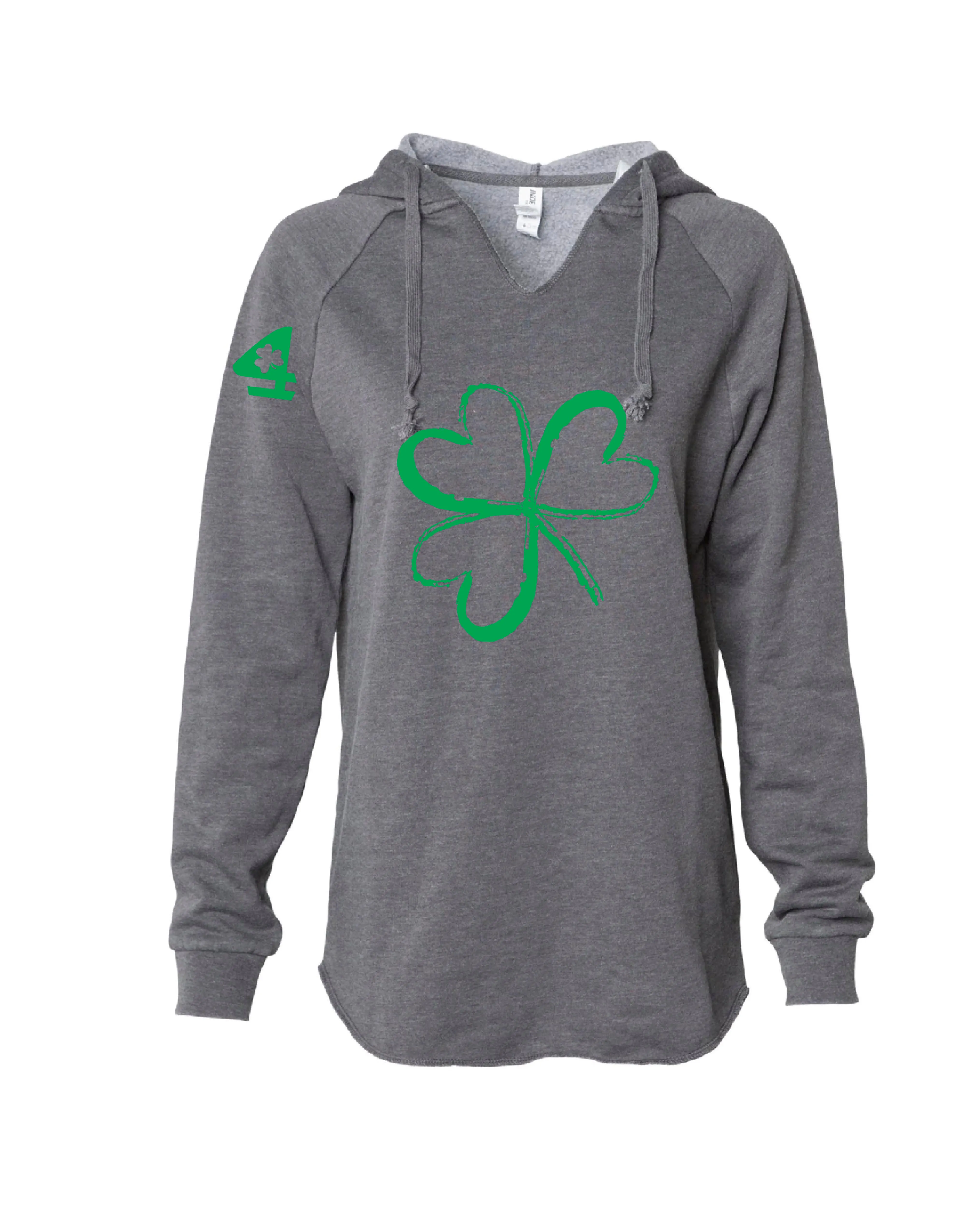 WHIMSICAL SHAMROCK WOMEN'S WASHED HOODED PULLOVER