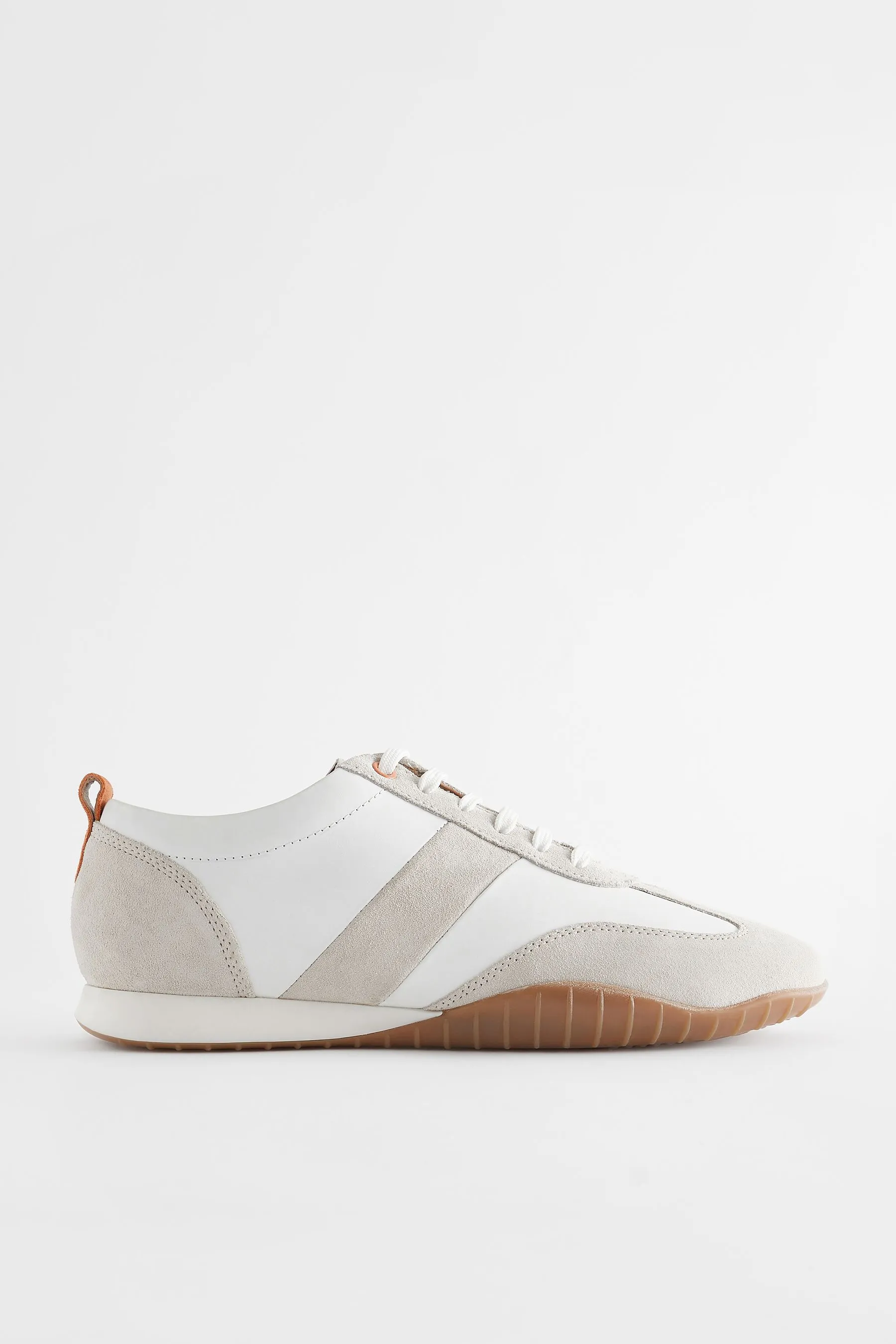 White Signature Leather Slim Sole Retro Trainers