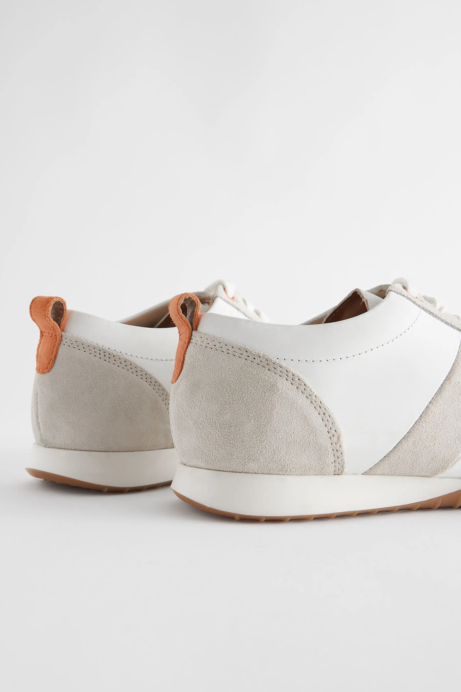 White Signature Leather Slim Sole Retro Trainers