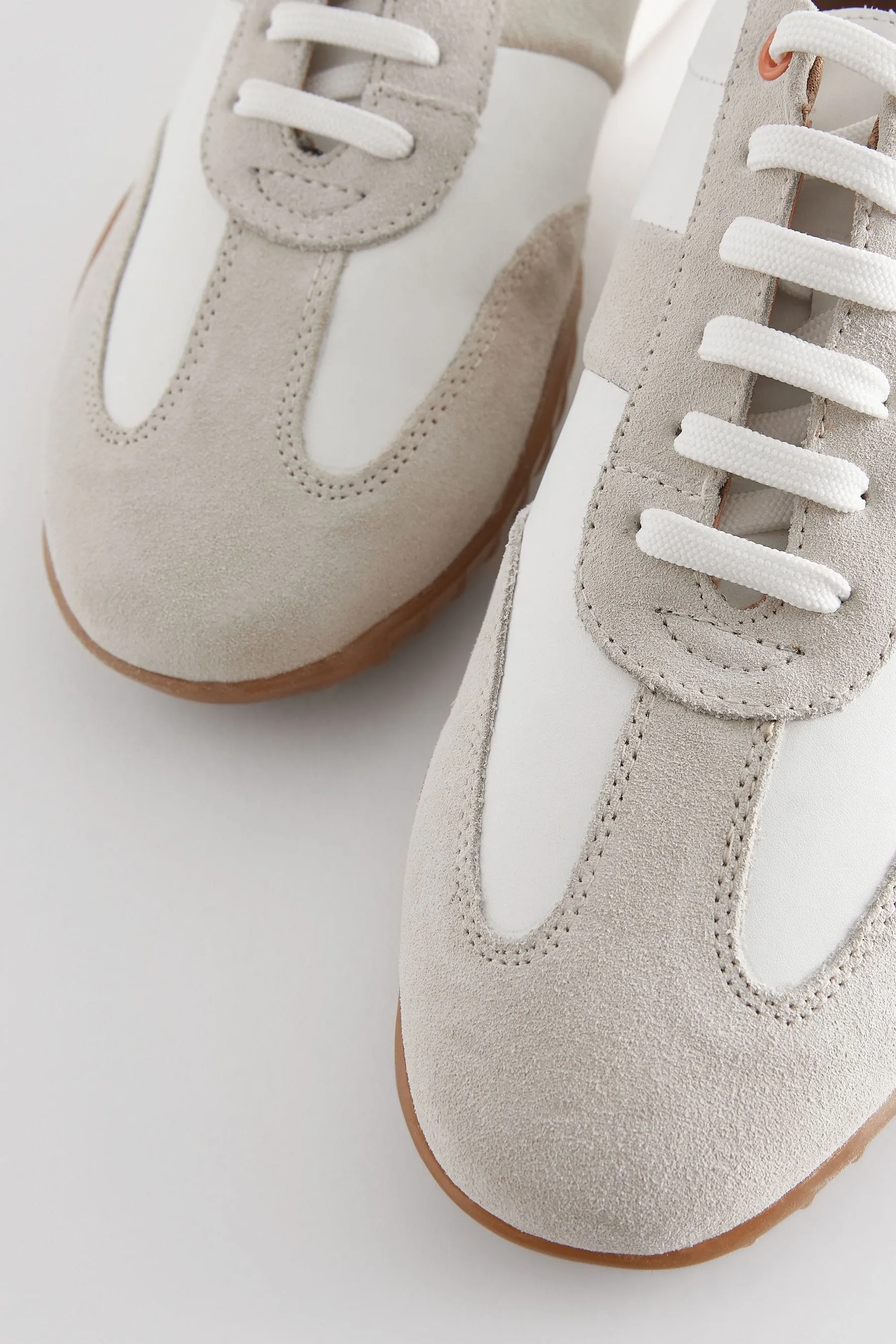 White Signature Leather Slim Sole Retro Trainers