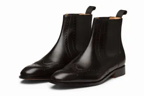 Wingtip Chelsea Brogue Boot - Black