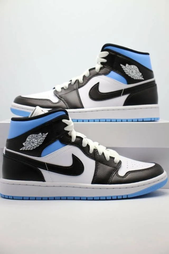 Wmns nike air jordan 1 mid university blue 5-12 white black bq6472-102