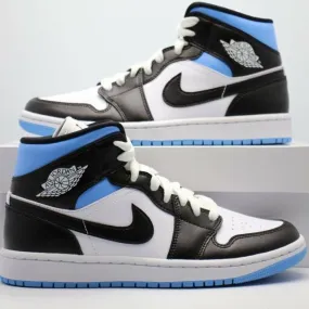 Wmns nike air jordan 1 mid university blue 5-12 white black bq6472-102