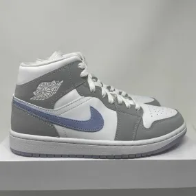 Wmns nike air jordan 1 mid wolf grey 5-12 white aluminum bq6472-105