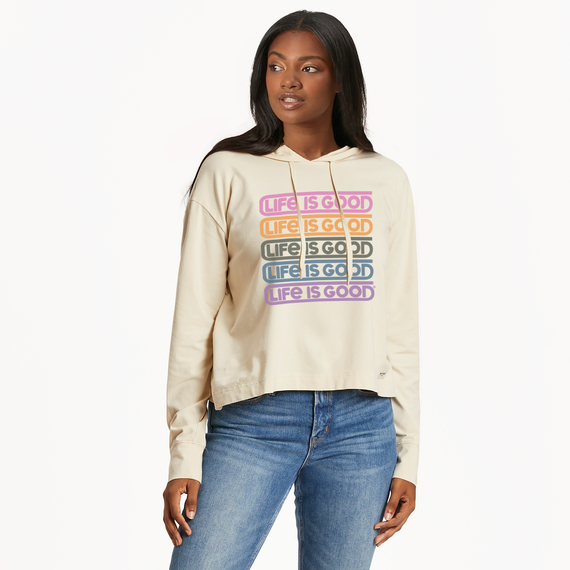 Women's Retro Stack Life is Good Crusher-FLEX Boxy Hoodie