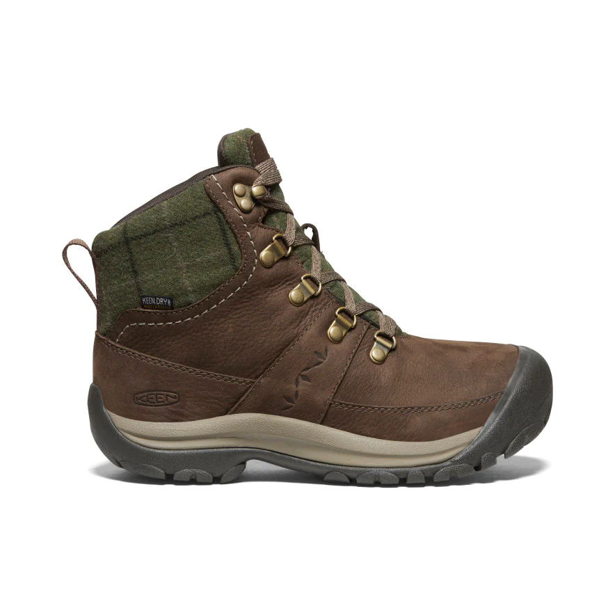 Women’s Keen Waterproof Kaci III Winter Mid Boot – Dark Earth/Green Plaid