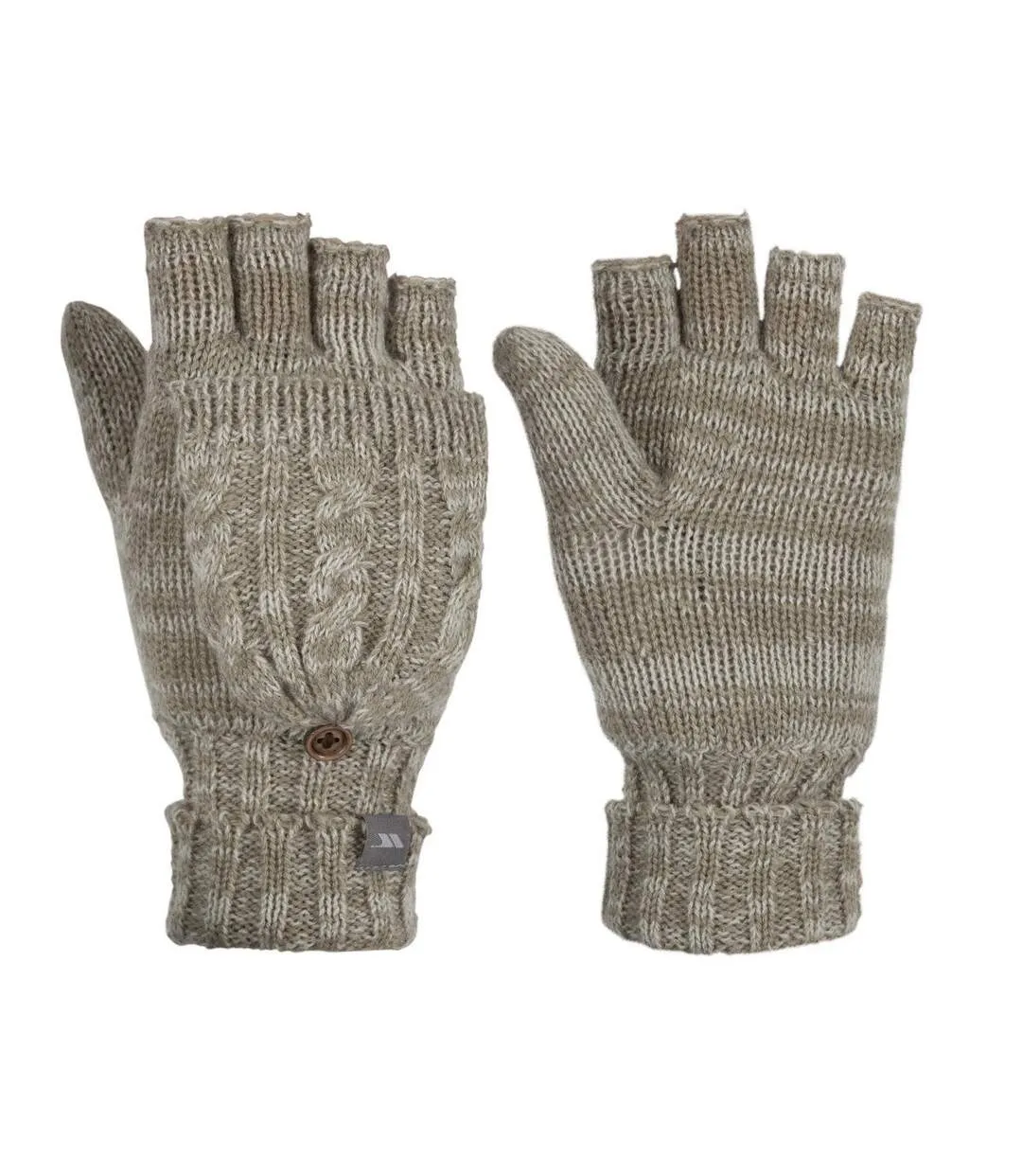 Womens/ladies mittzu fingerless knitted ski gloves dark mushroom Trespass