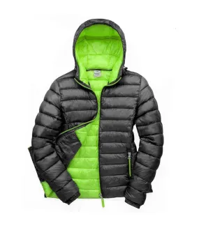 Womens/ladies snow bird padded jacket black/lime Result Urban