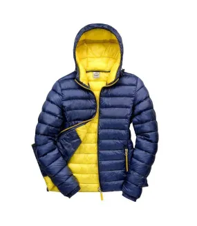 Womens/ladies snow bird padded jacket navy/yellow Result Urban