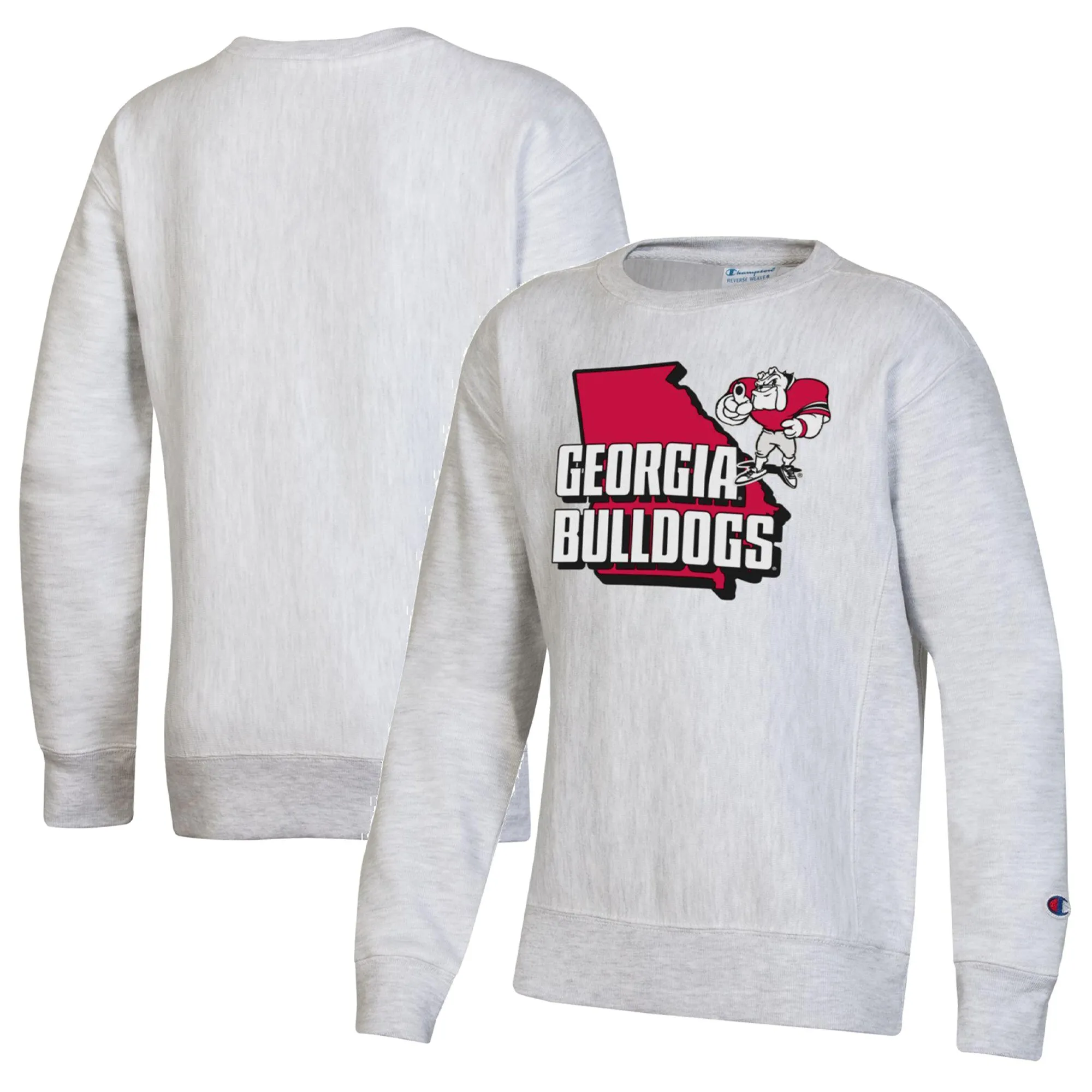 Youth Champion Heather Gray Georgia Bulldogs Reverse Weave Pullover Sweatshirt