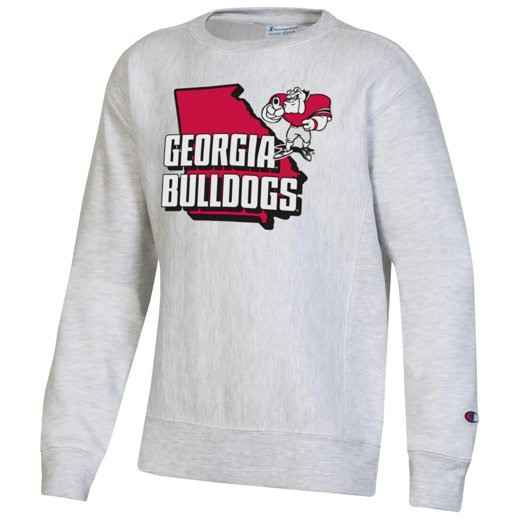 Youth Champion Heather Gray Georgia Bulldogs Reverse Weave Pullover Sweatshirt